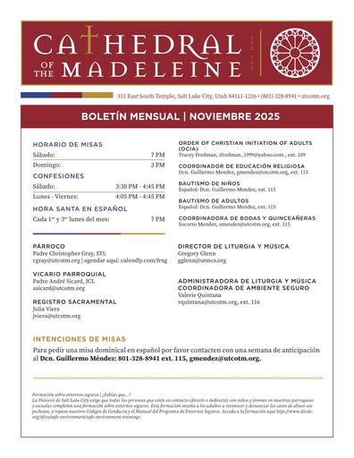 Boletín para el mes de noviembre